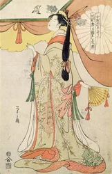 La poétesse Ko-Shibuku (impression sur bois en couleur)